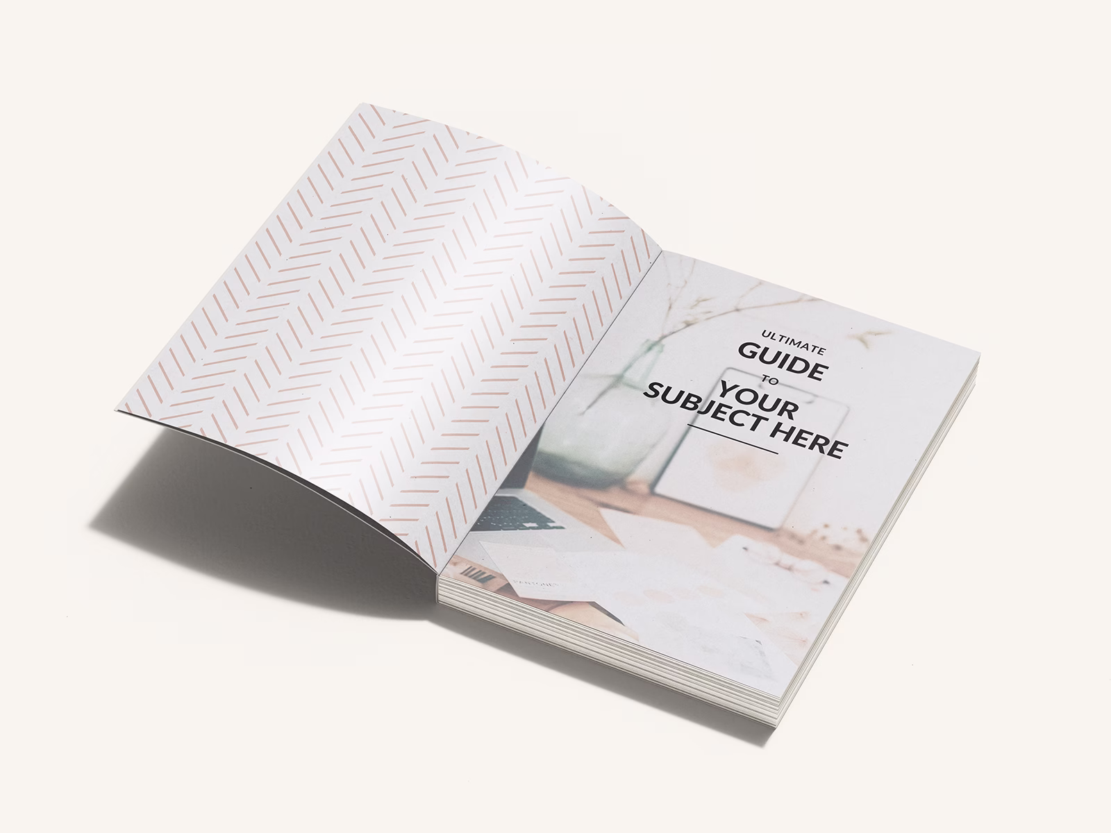 Image of an open book featuring the 'How To" Guide Book Template from Wilsonian Press. The open pages feature an Endpaper page and Half Title page. Templates.