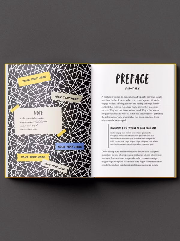 Image of the Preface Page for the Modern Style Book Template from Wilsonian Press.