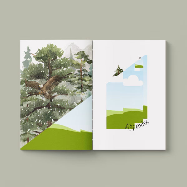 An image showing a split picture of a before and after versions of a page from the Illustrated Book of Poetry Book by Wilsonian Press. The image shows the power of Canva by using layered images to create unique collages (Canva's clipping frames have been used in the before version).