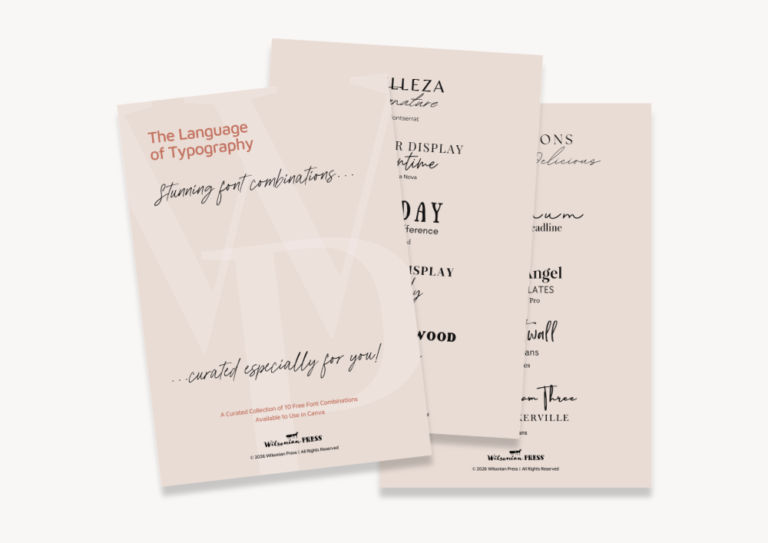 An image of The Language of Typography, a curated collection of Debbie's (founder of Wilsonian Press) favourite font combinations for fixed-layout publishing projects.